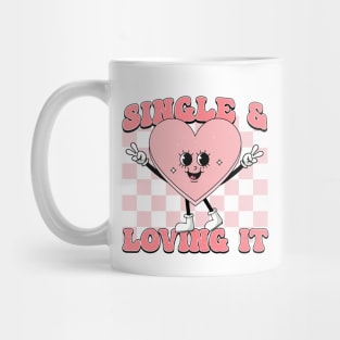 Single and Loving It - Retro Heart - Anti Valentines Day Mug